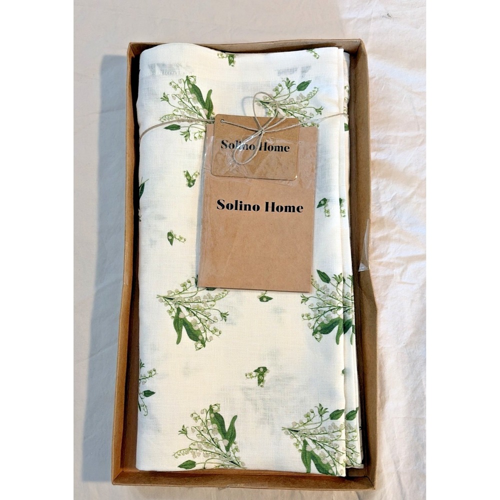 Solino Home 100% Linen Tablecloth / Table Throw 53 x 53 in. Lily of the Valley